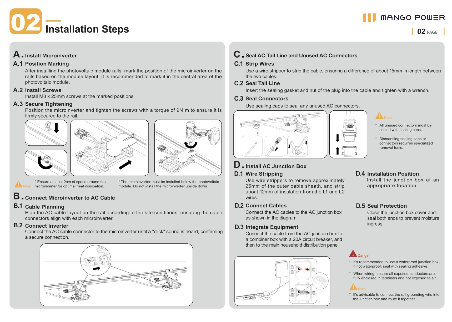 Installation steps A-D